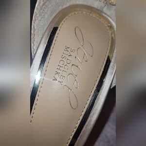 Badgley Mischka Satin Heels with Crystal Embellishments